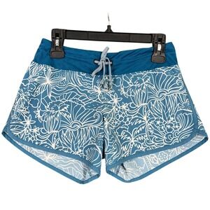 Rabbit Surf 'n Turf Running Shorts Size S‎ Blue Floral Drawstring Run Training